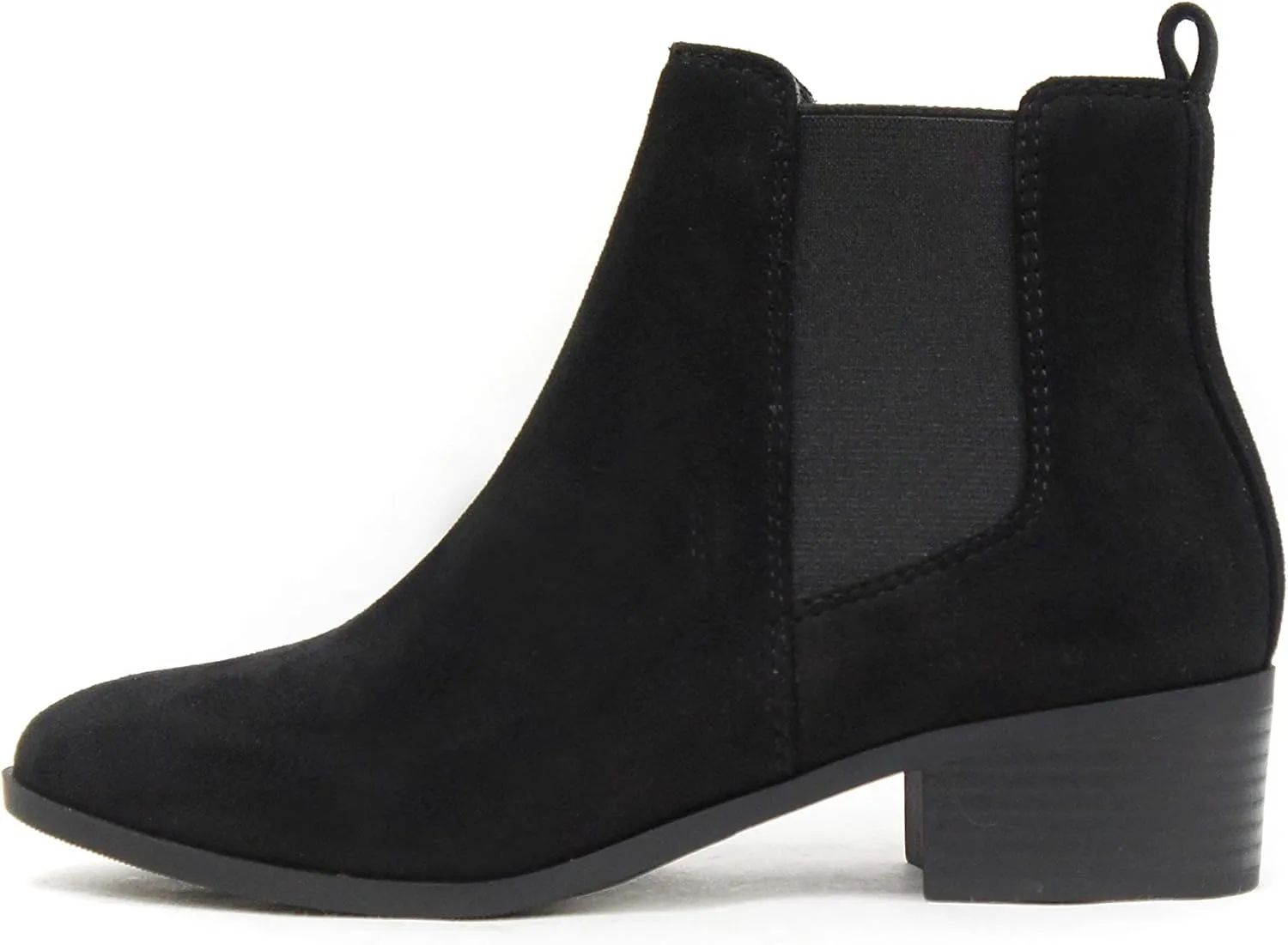 Soda TEAPOT ~ WOMEN STACK LOW BLOCK HEEL CHELSEA FASHION ANKLE BOOTIE W/DOUBLE ELASTIC GORE