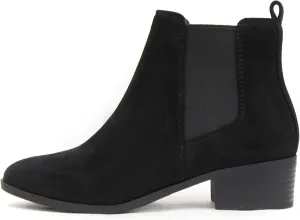 Soda TEAPOT ~ WOMEN STACK LOW BLOCK HEEL CHELSEA FASHION ANKLE BOOTIE W/DOUBLE ELASTIC GORE