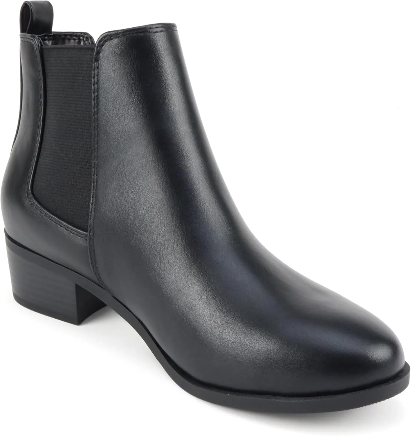 Soda TEAPOT ~ WOMEN STACK LOW BLOCK HEEL CHELSEA FASHION ANKLE BOOTIE W/DOUBLE ELASTIC GORE