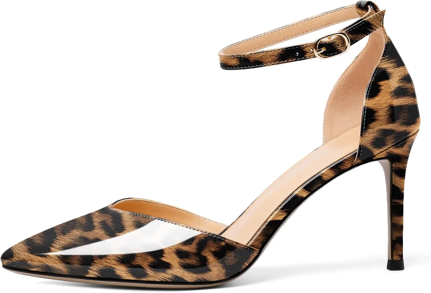Soireelady Women High Heel Pumps Pointed Toe Stilettos Adjustable Ankle Strap High Heels Elegant Office Lady Shoes for Party, Wedding, Evening 3.35 Inches