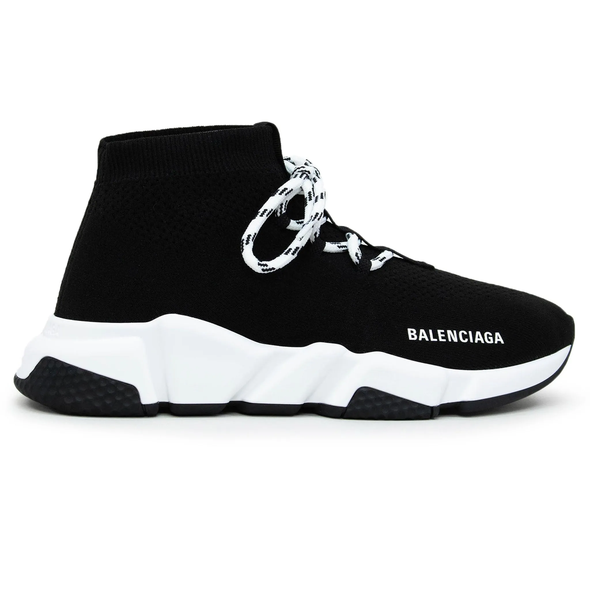 Speed Knit Lace Sock Black White (W)