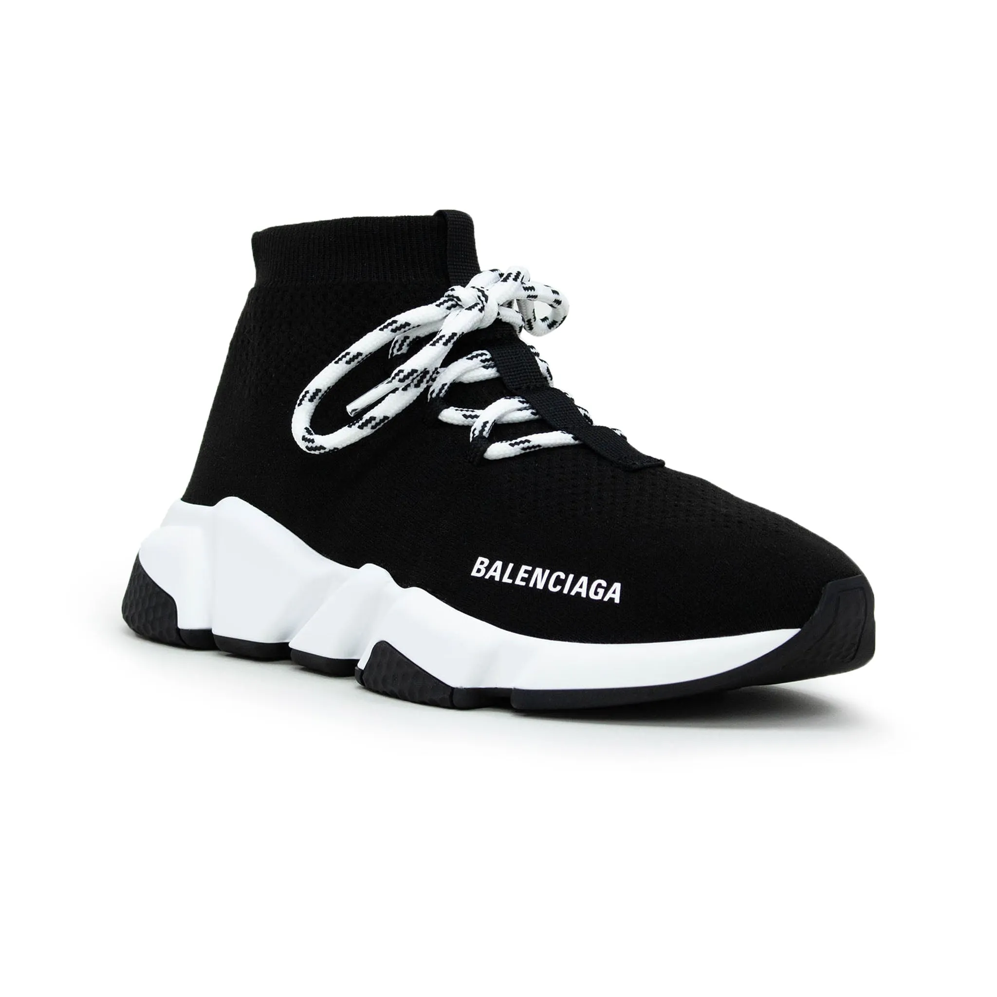 Speed Knit Lace Sock Black White (W)