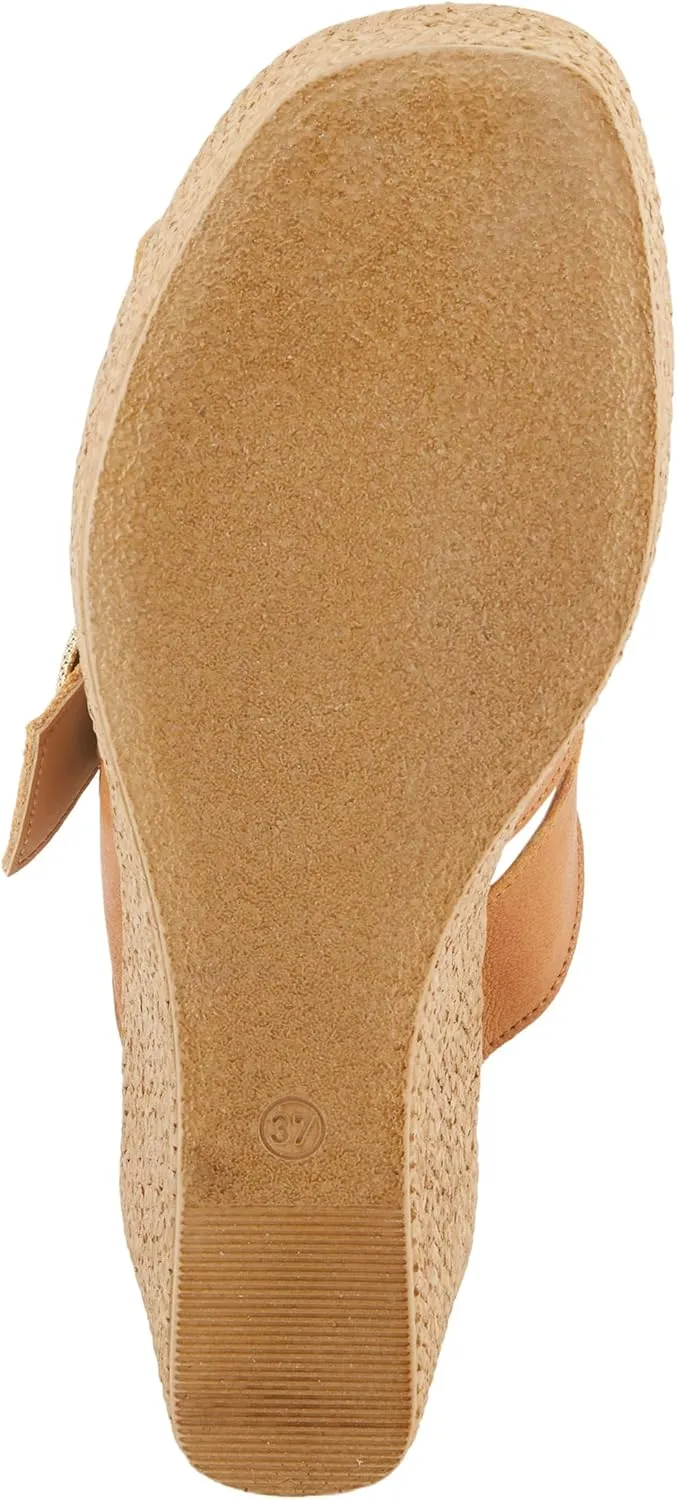 Spring Step MARES Women's Wedge Slip-On Sandals - Chic Buckle Detail, Dual Leather Straps, Comfortable Footbed, Platform for Added Height