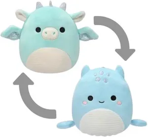 Squishmallows 8"" Flip a Mallows Miles The Dragon/Lune The Loch Ness Monster Plush Stuffed Animal Toy, Blue