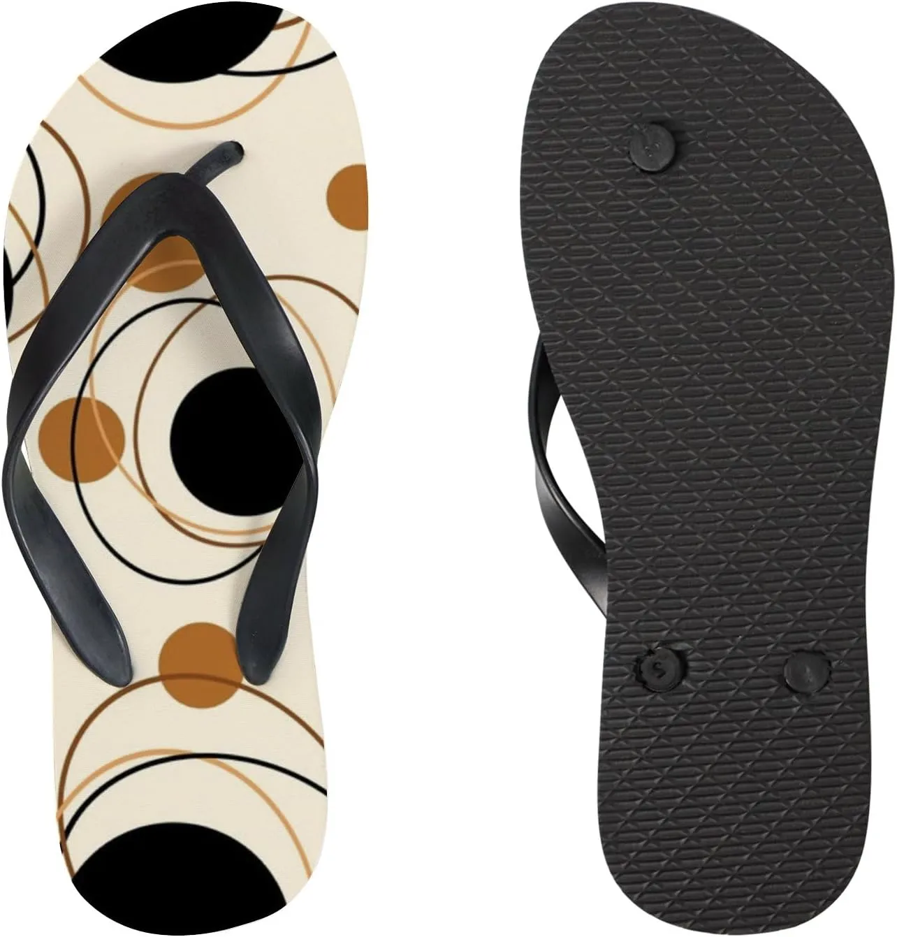 Summer Flip Flops for Women Girls - Abstract Geometric Pattern Casual Thong Slippers Slide Flat Sandals for Beach