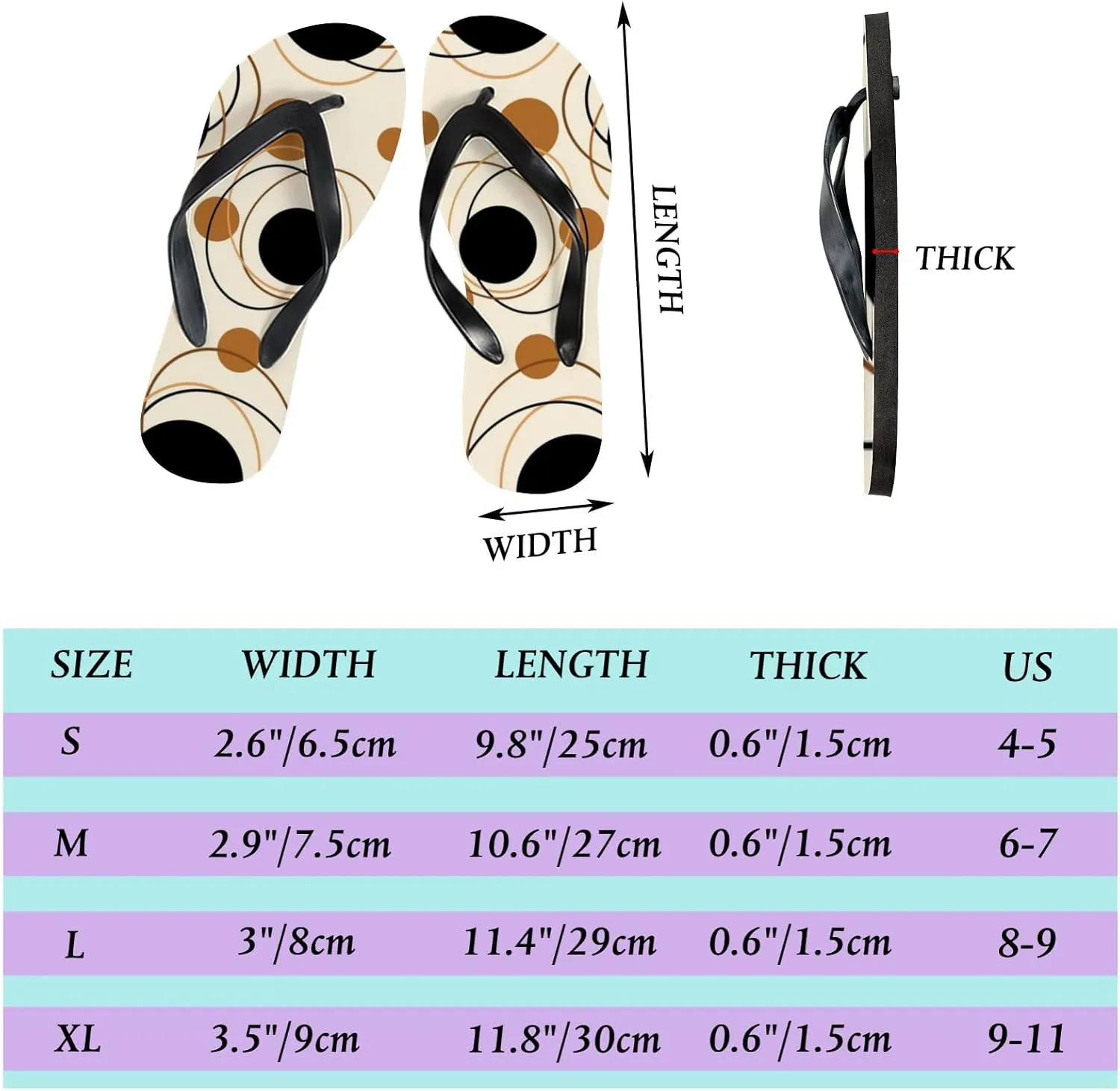 Summer Flip Flops for Women Girls - Abstract Geometric Pattern Casual Thong Slippers Slide Flat Sandals for Beach