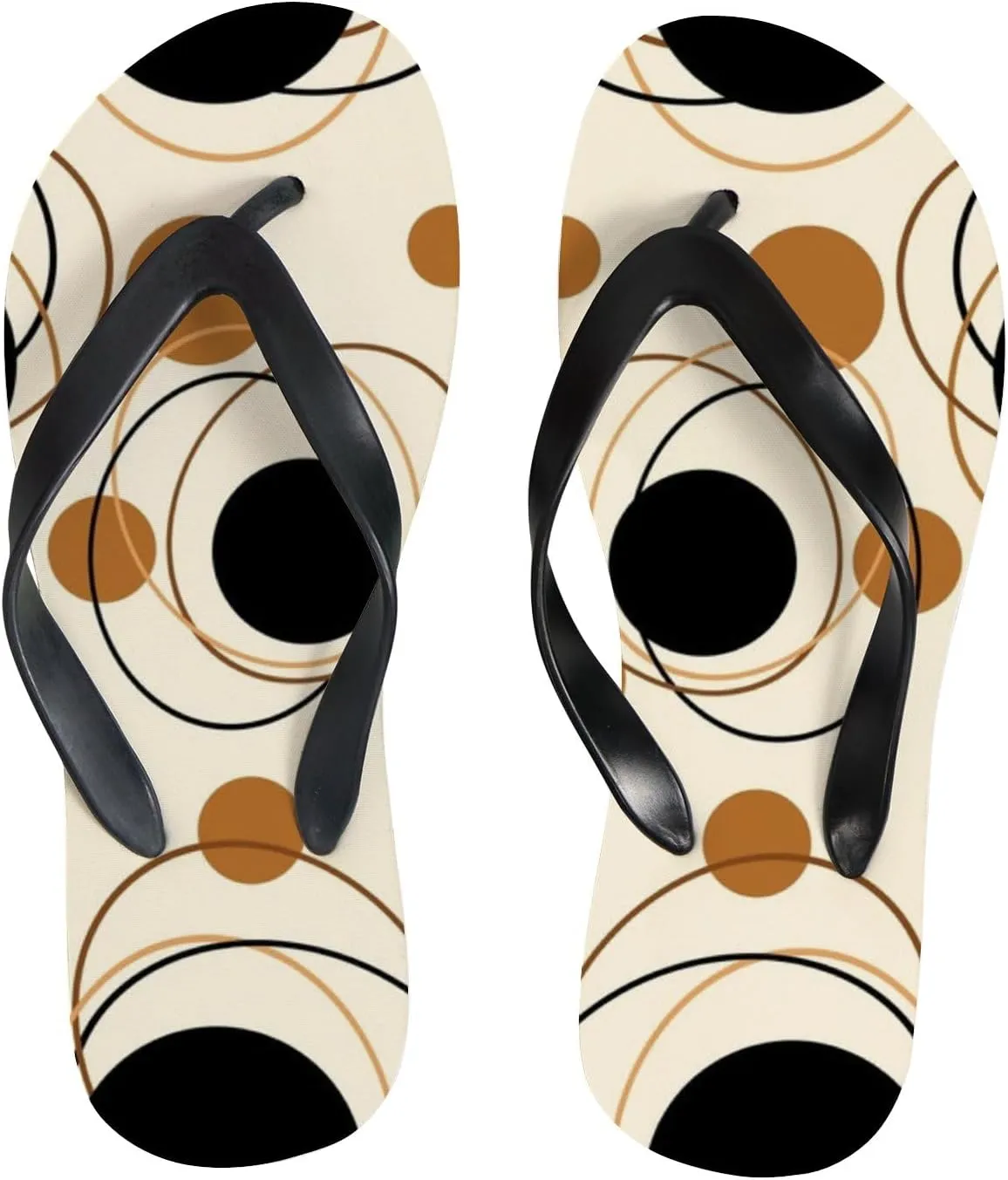 Summer Flip Flops for Women Girls - Abstract Geometric Pattern Casual Thong Slippers Slide Flat Sandals for Beach