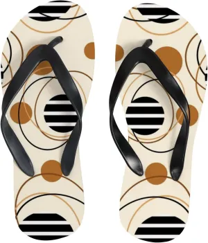 Summer Flip Flops for Women Girls - Geometric Circle Pattern Casual Thong Slippers Slide Flat Sandals for Beach