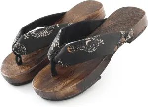 Summer Men's Japanese clogs Slippers,Flip flops Wooden Traditional Kimono Geta Sandals,Casual and Fashionable Beach Shoes for Home and Outdoor Wear