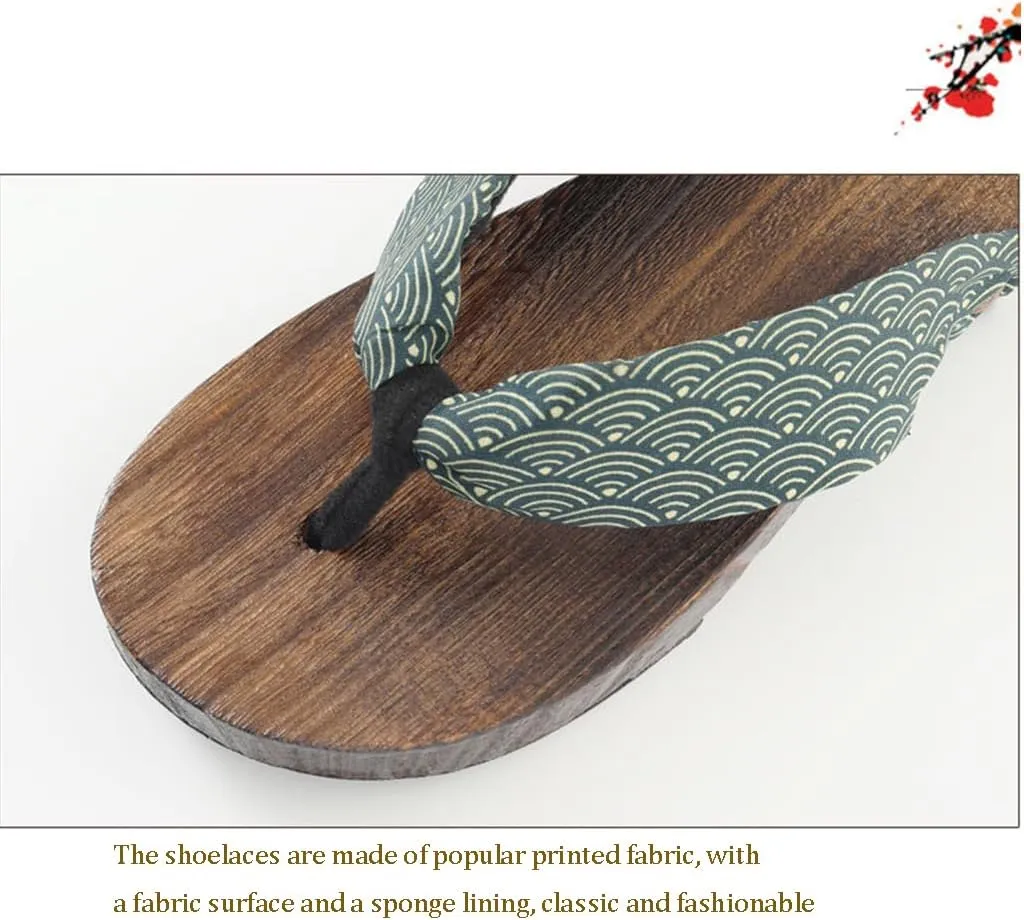 Summer Men's Japanese clogs Slippers,Flip flops Wooden Traditional Kimono Geta Sandals,Casual and Fashionable Beach Shoes for Home and Outdoor Wear