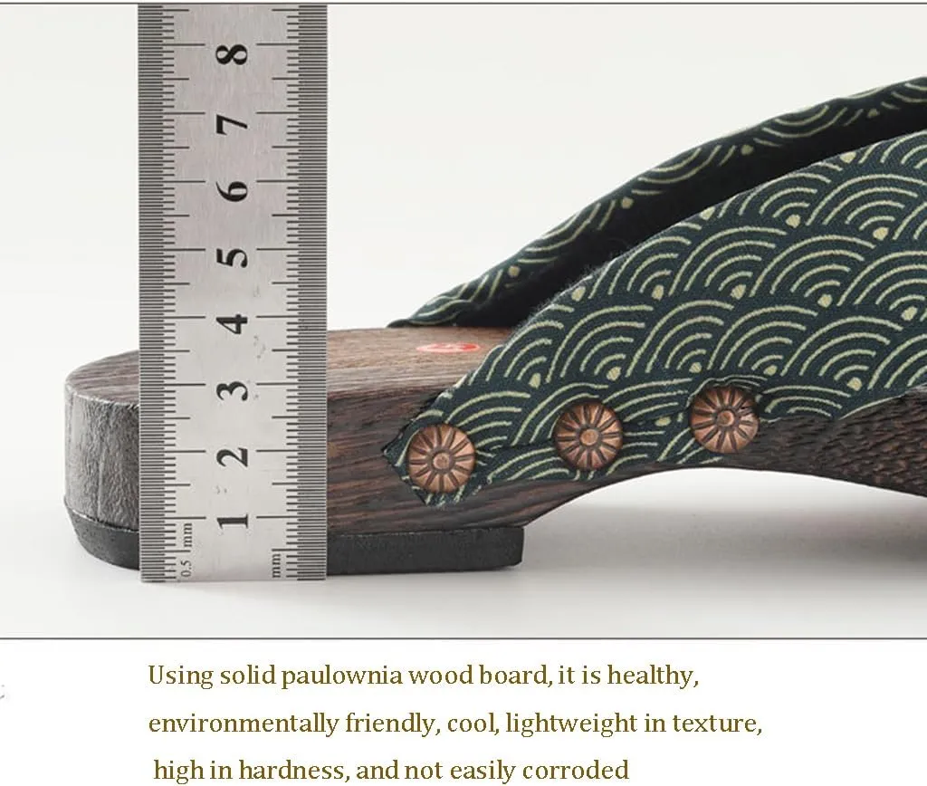 Summer Men's Japanese clogs Slippers,Flip flops Wooden Traditional Kimono Geta Sandals,Casual and Fashionable Beach Shoes for Home and Outdoor Wear