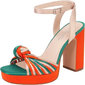sun gurg Strappy Platform Heels for Women Square Open Toe Chunky High Heels Multicolored Ankle Strap Block Heeled Sandals for Prom Wedding Date Night