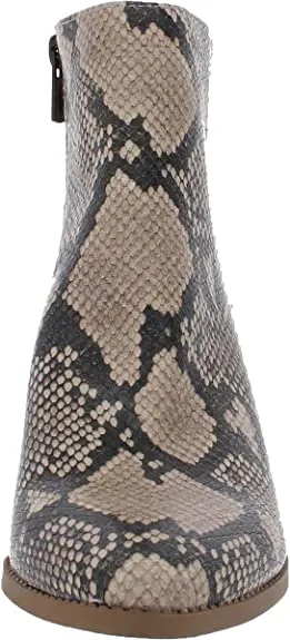 Sun   Stone Womens Eryn Snake Print Block Heel Boot Ivory 10 Medium (B,M)