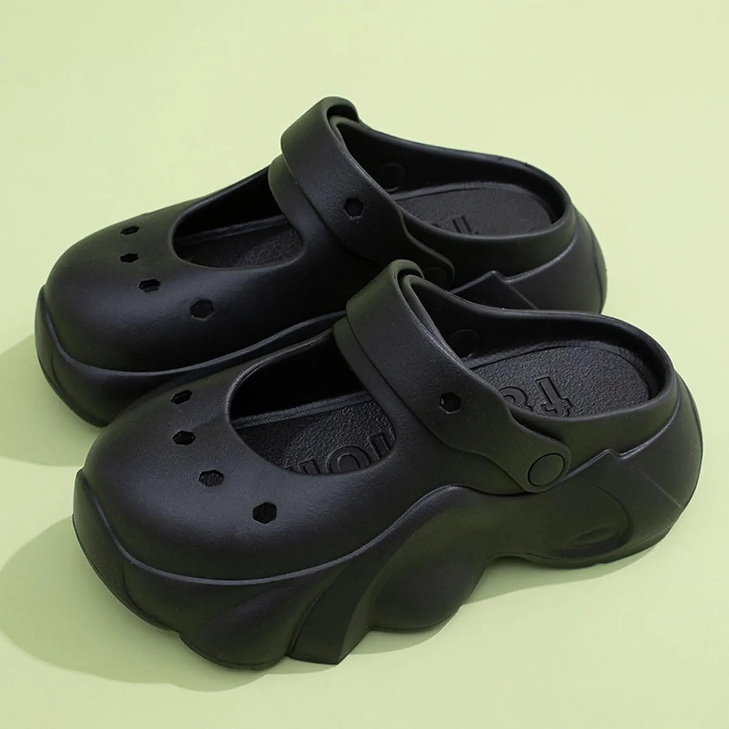 Sunporx Women's Platform Clogs Cute Soft Comfortable Beach Slip on Hight Heels Garden Sandals with DIY Charms Clog Shoes Lndoor Outdoor Walking Slippers