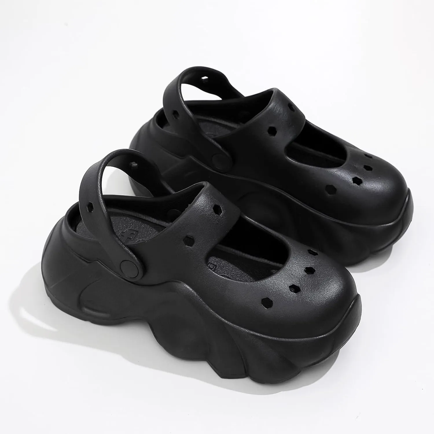 Sunporx Women's Platform Clogs Cute Soft Comfortable Beach Slip on Hight Heels Garden Sandals with DIY Charms Clog Shoes Lndoor Outdoor Walking Slippers