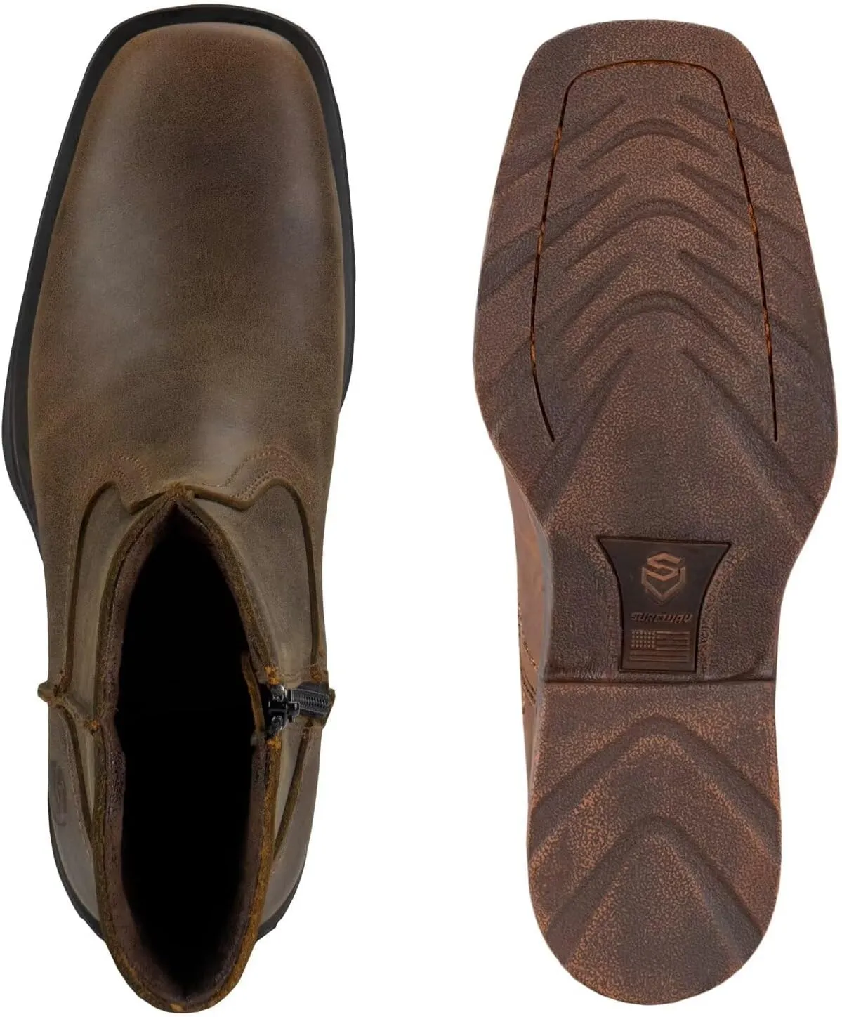 SUREWAY Cowboy Boots for Men - Square Toe Mens Western Slip on Boots, Slip Resistant Country Boots, Durable Comfortable, Old West Style Casual/Work/Dress Shoes