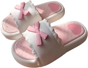 Sweet Kawaii Bowknot Slippers Flip Flops for Women – Thick Sole Non-Slip Summer Indoor Outdoor Cute Korean Style Design