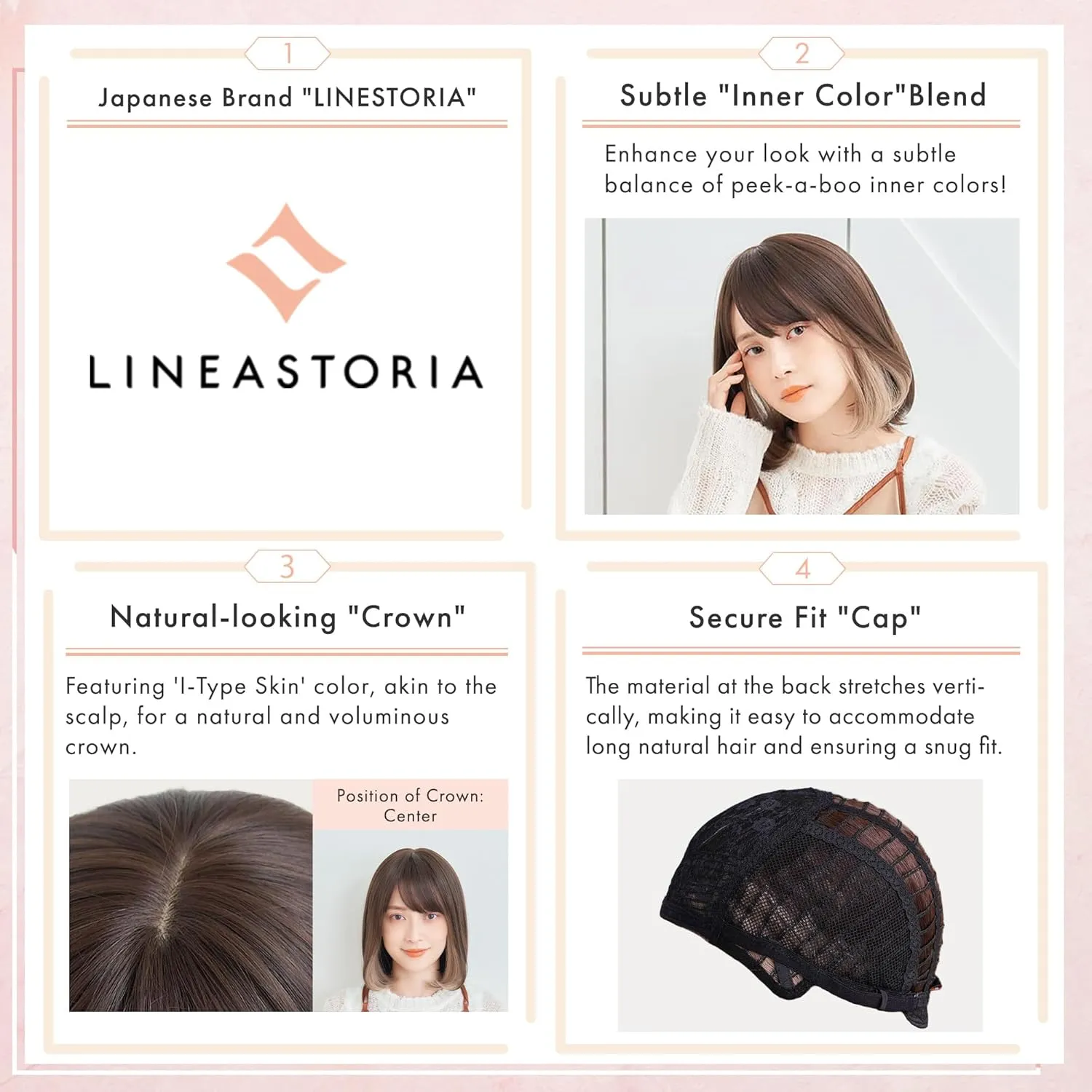 Synthetic Hair Inner Color Casual Bob Wig - Glueless, Heat-Resistant, Natural Crown & Comfortable Stretch Cap (Chocolate Brown & Misty Blue, M)