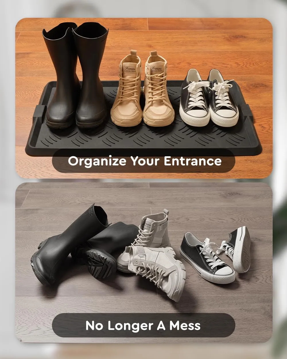 tchdio Extra Large Boot Tray Rubber Boot Tray, Non Slip Shoe Tray for Entryway, Multipurpose Boot Mat Tray, Durable Entryway Mud Mat Tray for Front Door Mat, 16x47.5 Inches