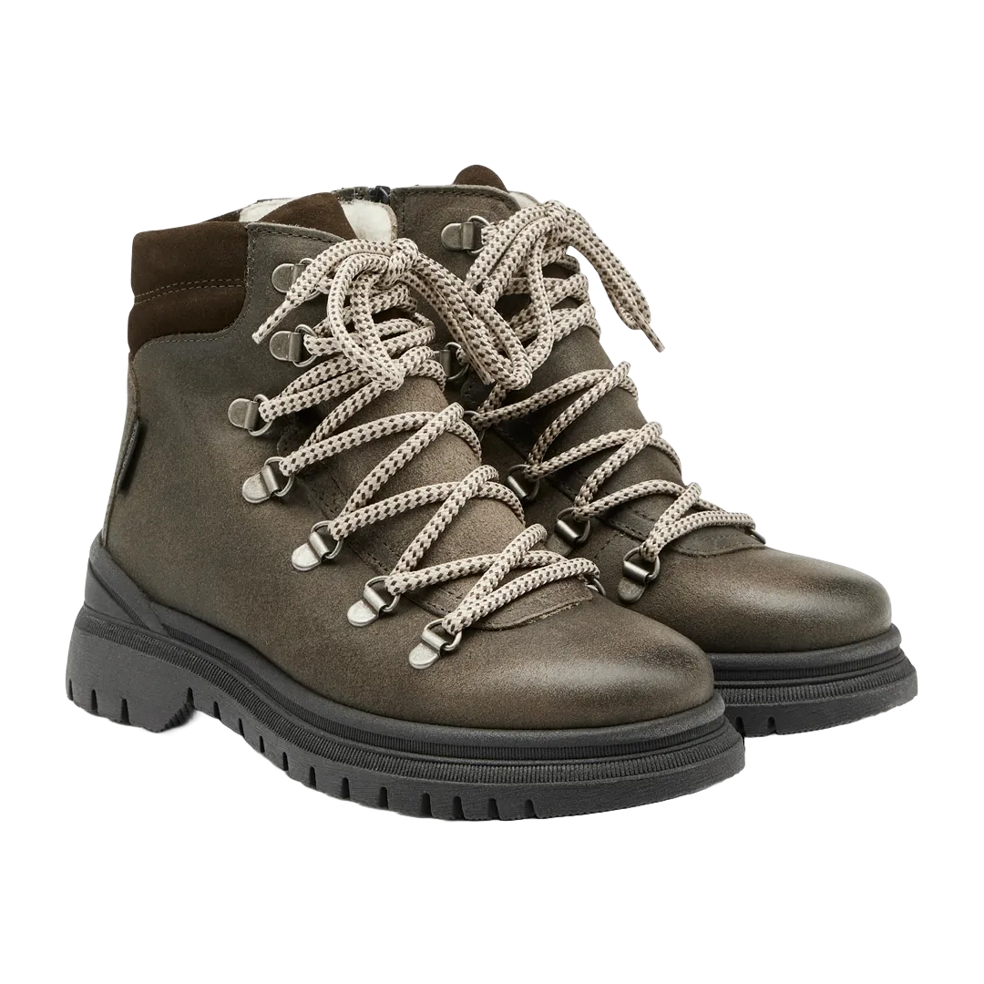 TEX-Lace-up boot with zipper and wool lining