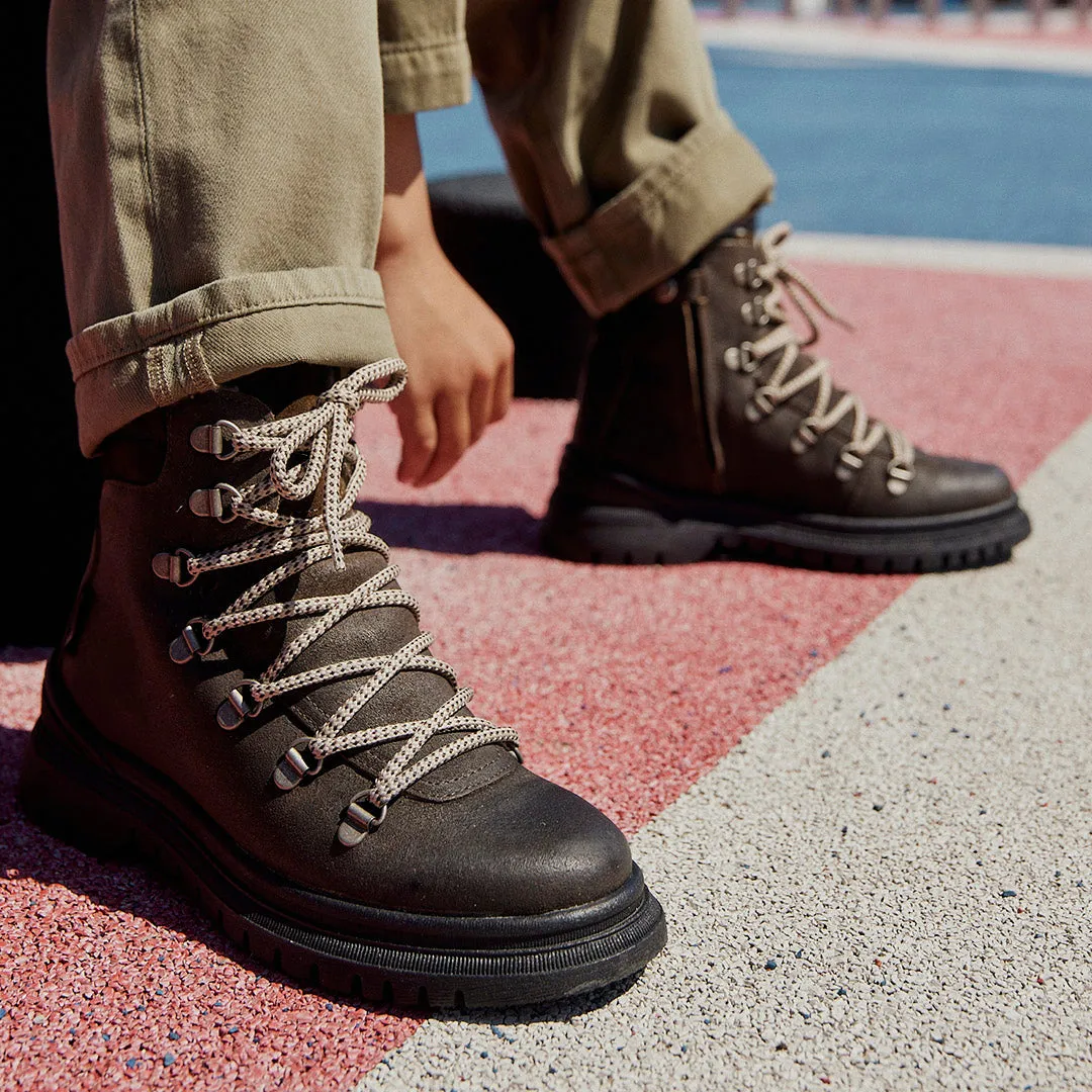 TEX-Lace-up boot with zipper and wool lining