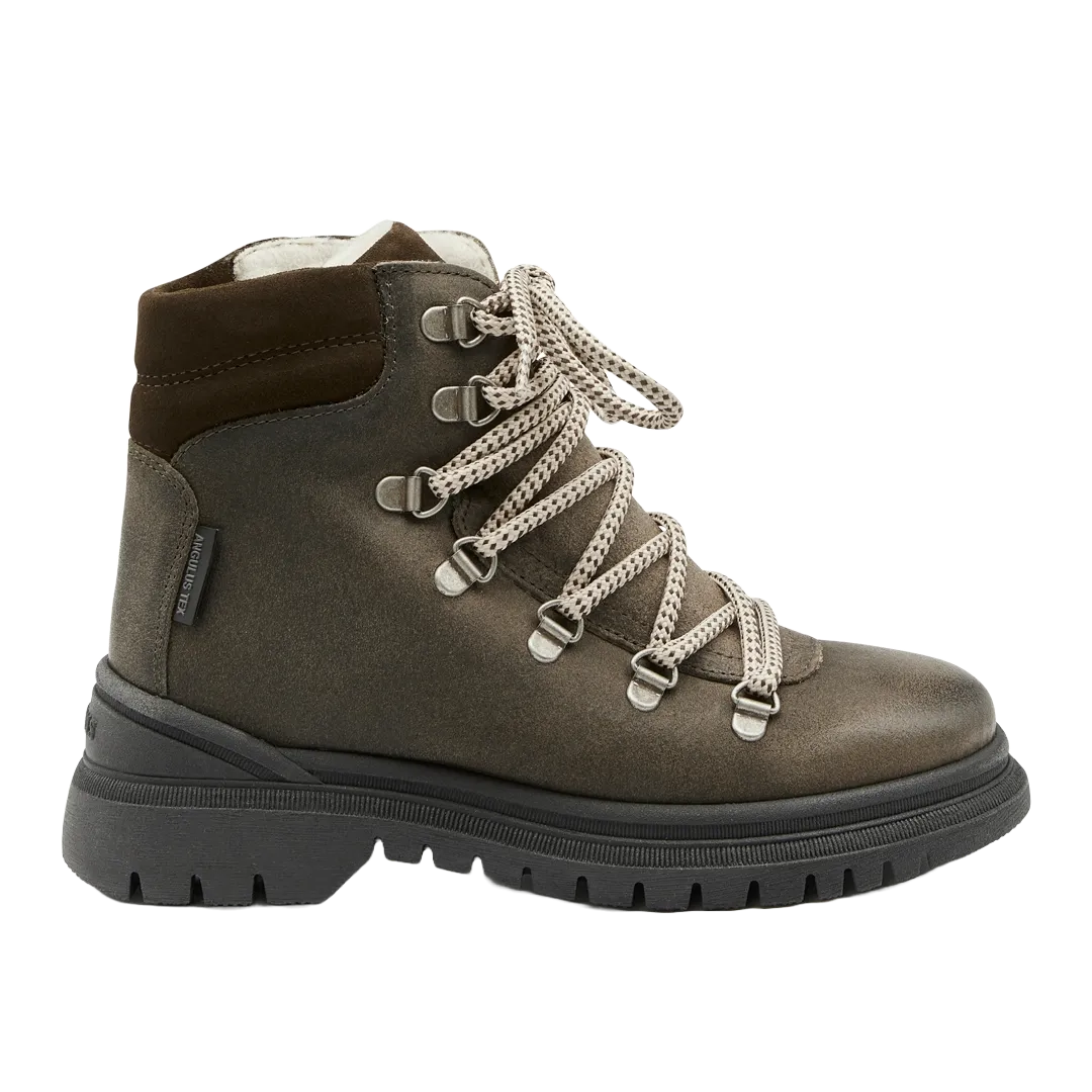 TEX-Lace-up boot with zipper and wool lining