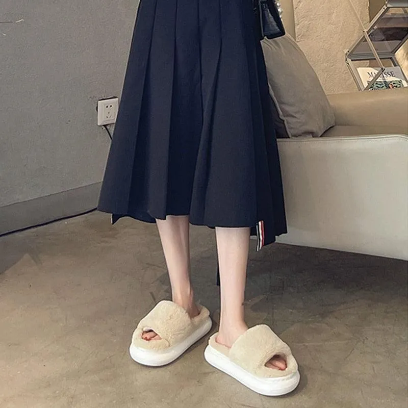 Thick Fluffy Fur Slippers Women Shoes