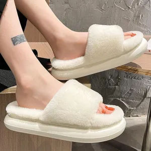 Thick Fluffy Fur Slippers Women Shoes