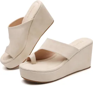 Tilocow Wedge Bunion Sandals for Women Platform Slipper High Heel Wedge Flip-Flop Light Weight Ladies Shoes