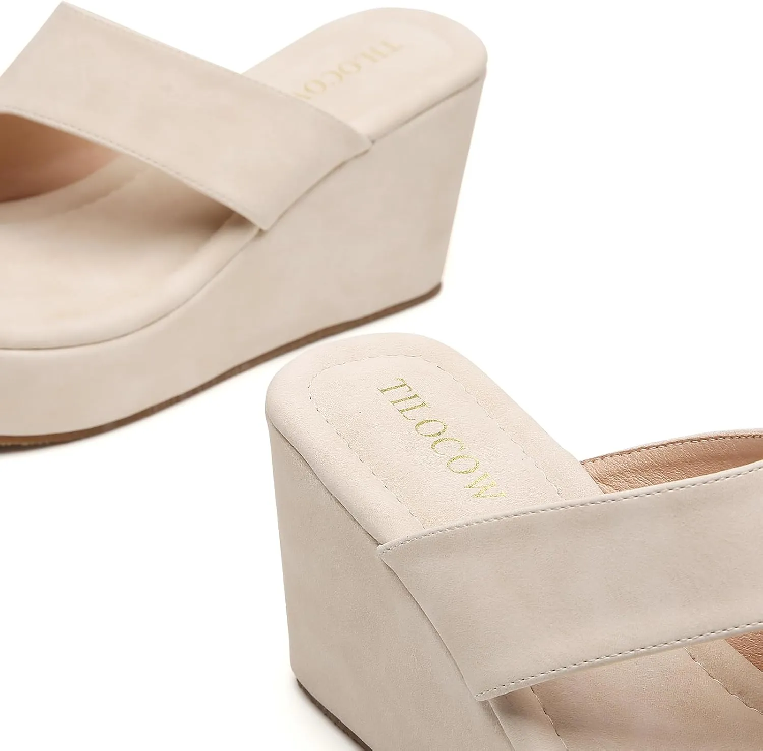 Tilocow Wedge Bunion Sandals for Women Platform Slipper High Heel Wedge Flip-Flop Light Weight Ladies Shoes