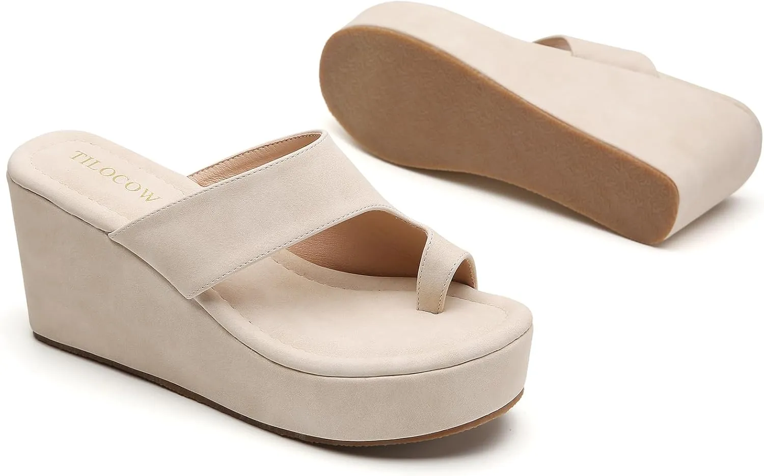 Tilocow Wedge Bunion Sandals for Women Platform Slipper High Heel Wedge Flip-Flop Light Weight Ladies Shoes
