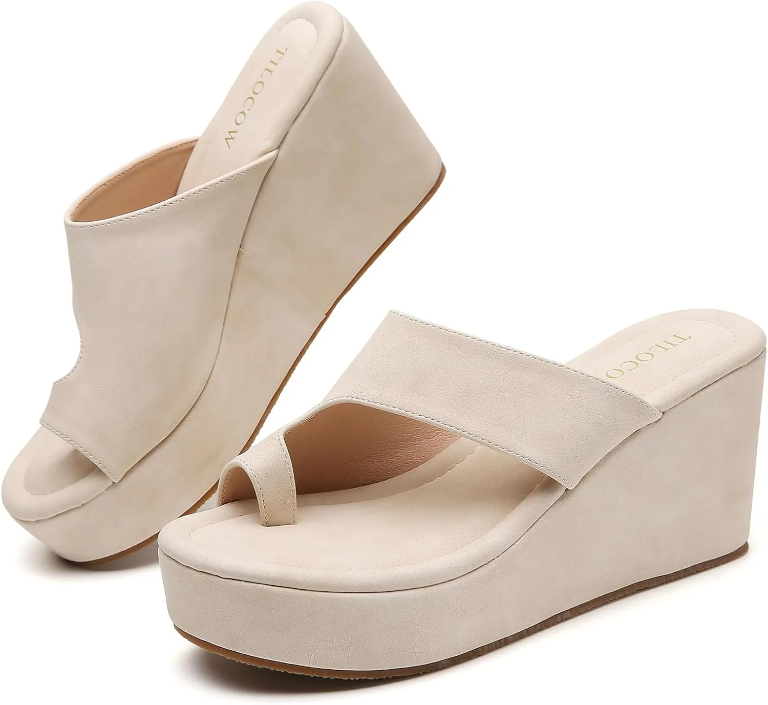 Tilocow Wedge Bunion Sandals for Women Platform Slipper High Heel Wedge Flip-Flop Light Weight Ladies Shoes