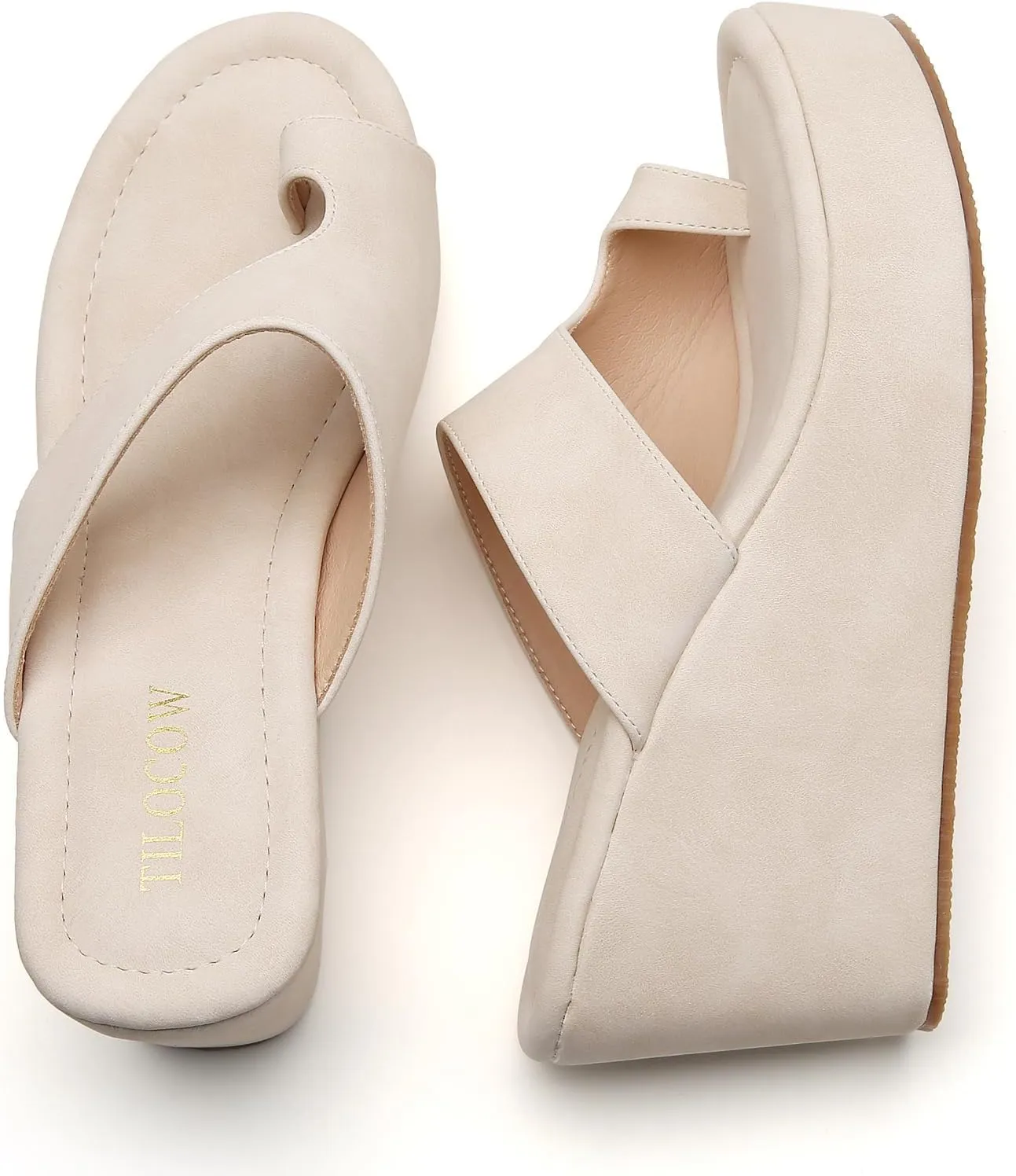 Tilocow Wedge Bunion Sandals for Women Platform Slipper High Heel Wedge Flip-Flop Light Weight Ladies Shoes