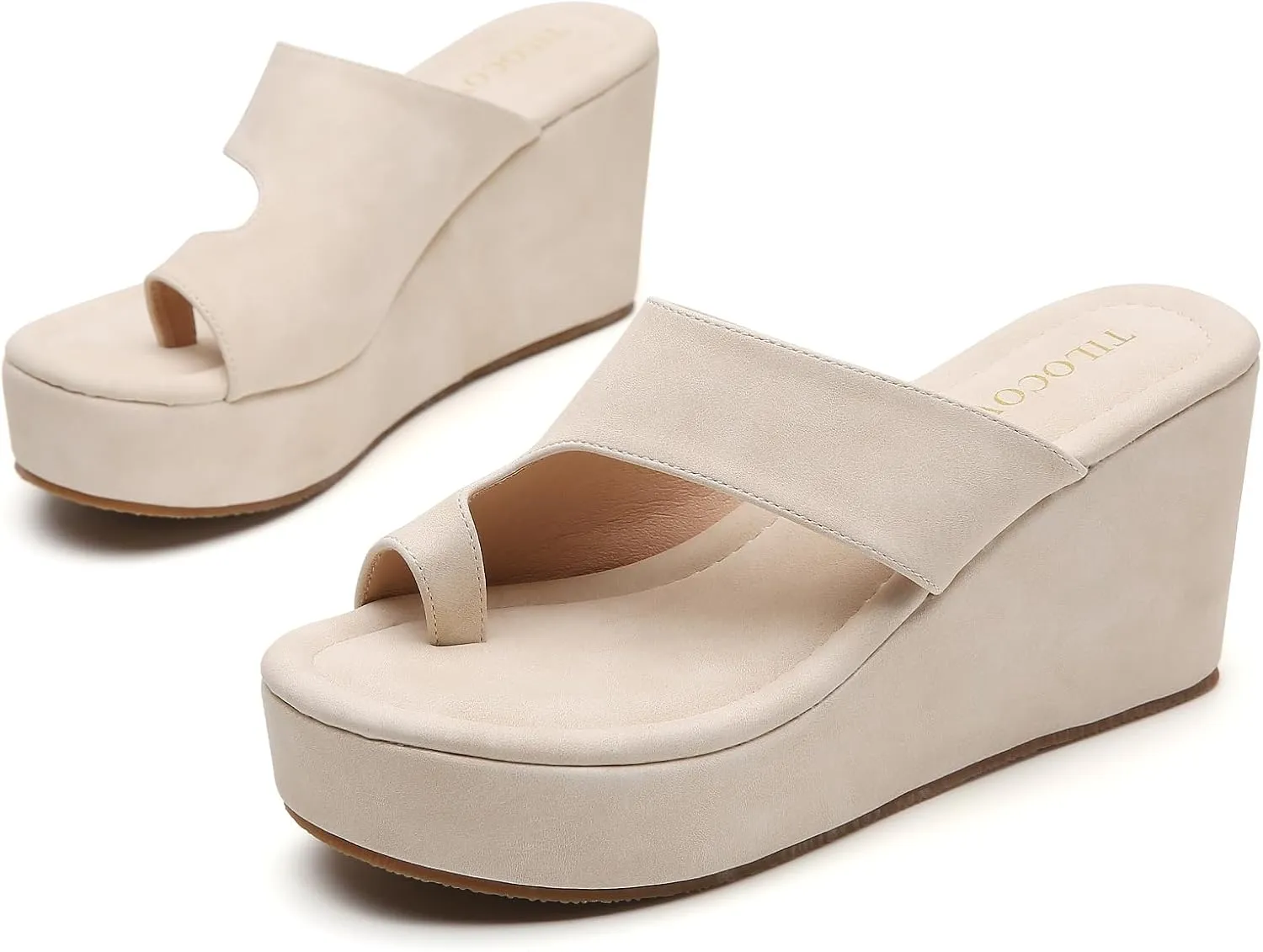 Tilocow Wedge Bunion Sandals for Women Platform Slipper High Heel Wedge Flip-Flop Light Weight Ladies Shoes