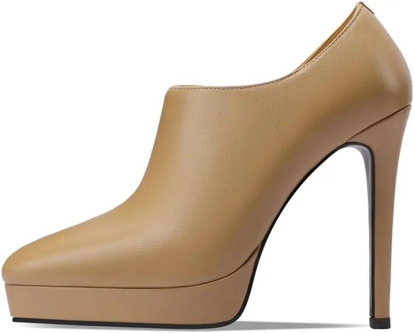 TinaCus Women's Pointed Toe Handmade Platform Stiletto High Heels Genuine Leather Zip Up Pumps Shoes