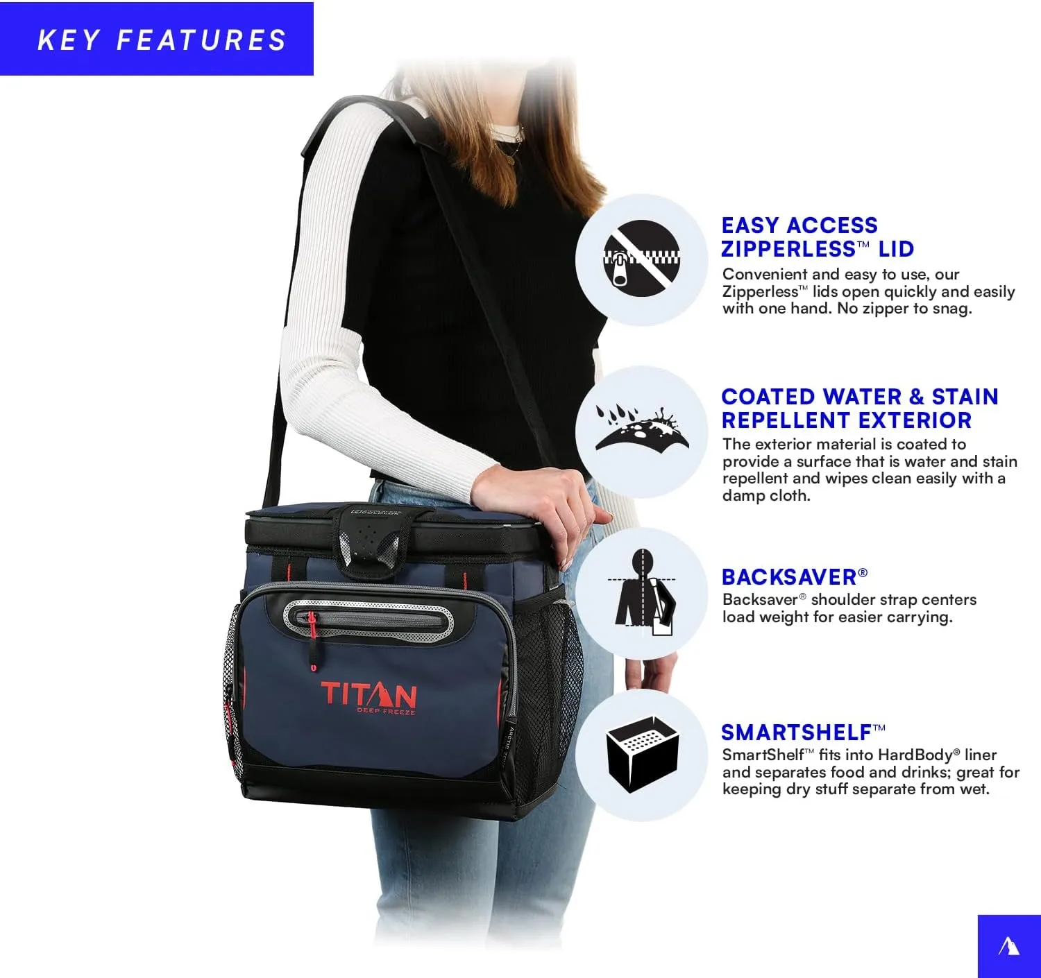 Titan Deep Freeze Coolers - Zipperless Hardbody Cooler - Deep Freeze Insulation, HardBody Liner, and SmartShelf