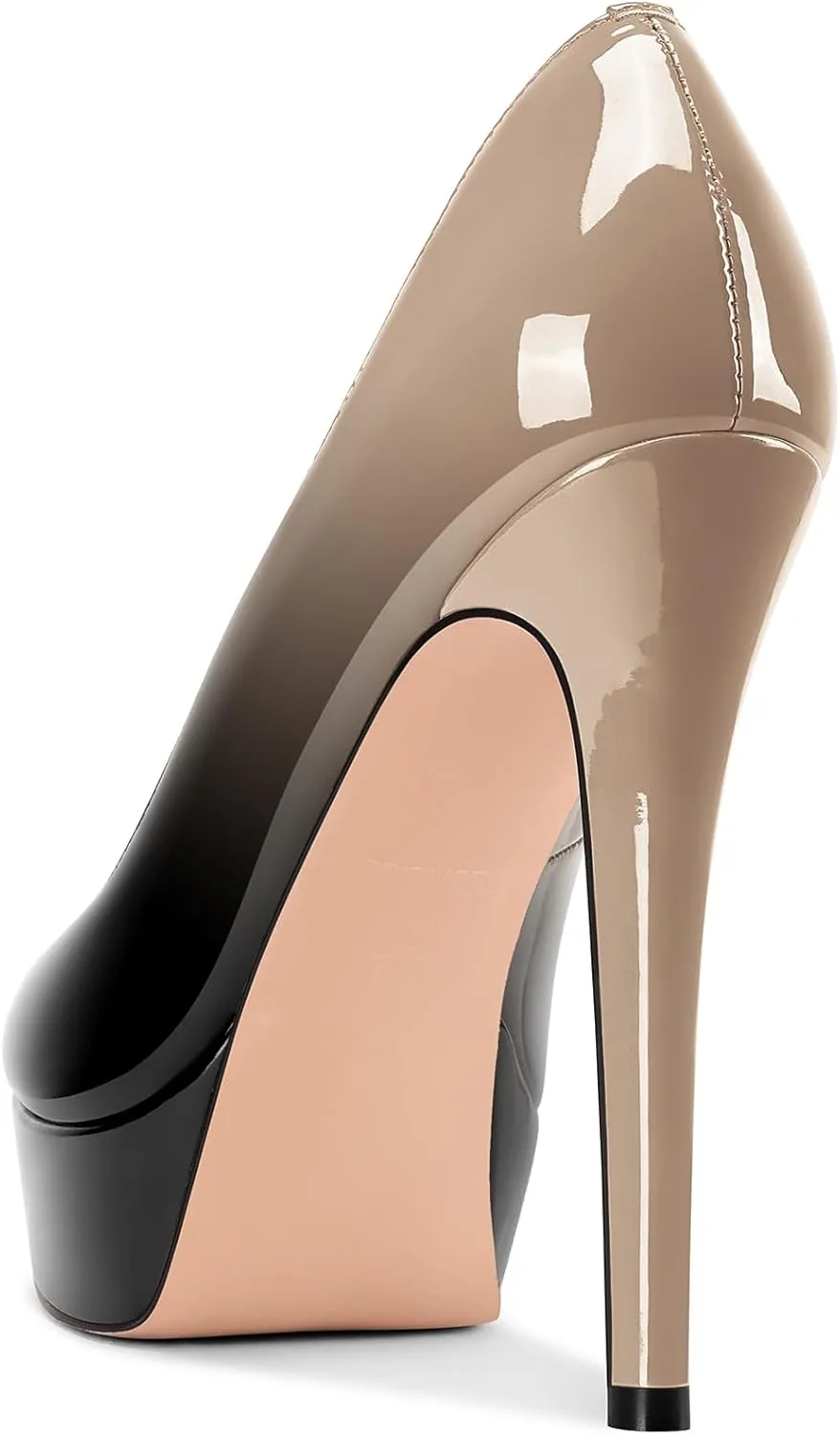 TNYNFBEB Peep Open Toe Stiletto High Platform Heel Pumps Slip-on Prom Party Dress Patent Leather 5.3 Inches Heels