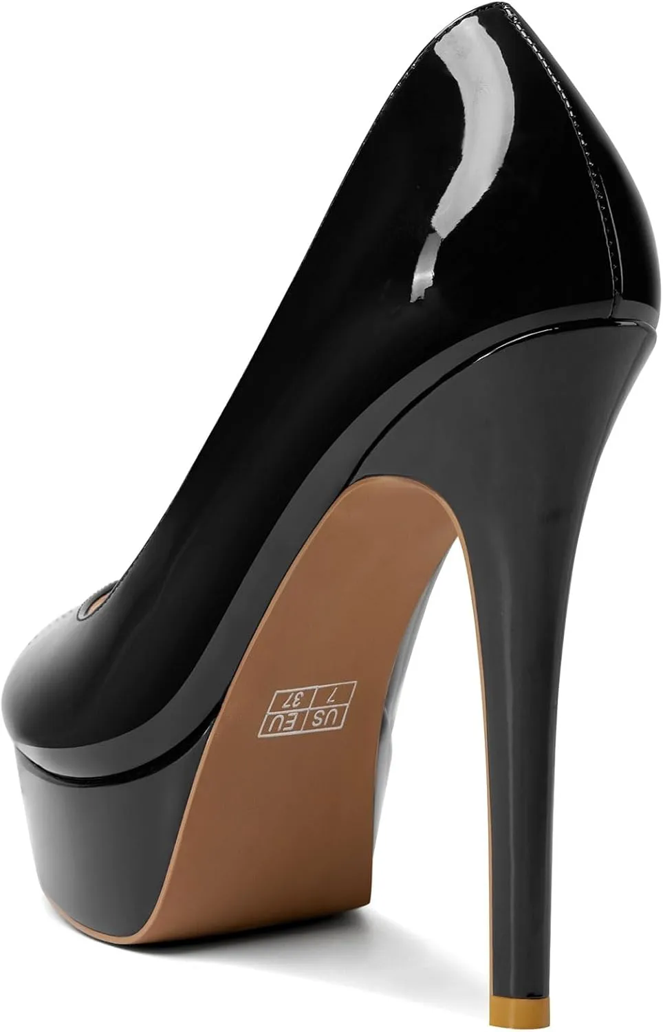 TNYNFBEB Womens Stiletto High Platform Heel Peep Open Toe Pumps Slip-on Prom Wedding Dress Patent Leather 4.7 Inches Heels