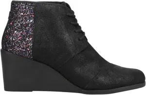 TOMS Womens Hyde Glitter Round Toe Casual Boots Ankle Mid Heel 2-3" - Black