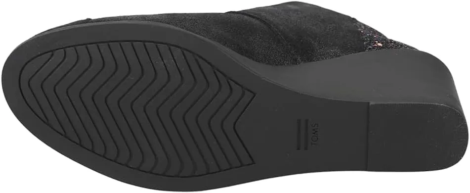 TOMS Womens Hyde Glitter Round Toe Casual Boots Ankle Mid Heel 2-3" - Black