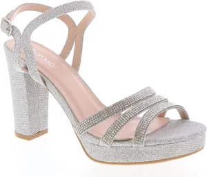 TOP Moda Asia-20 Women's Ankle Strap Platform High Heel Sandal, Dressy Strappy Rhinestone, Non-slip Sole, For Wedding, Party, Prom, Evening Wear Event Block Heel Sandals