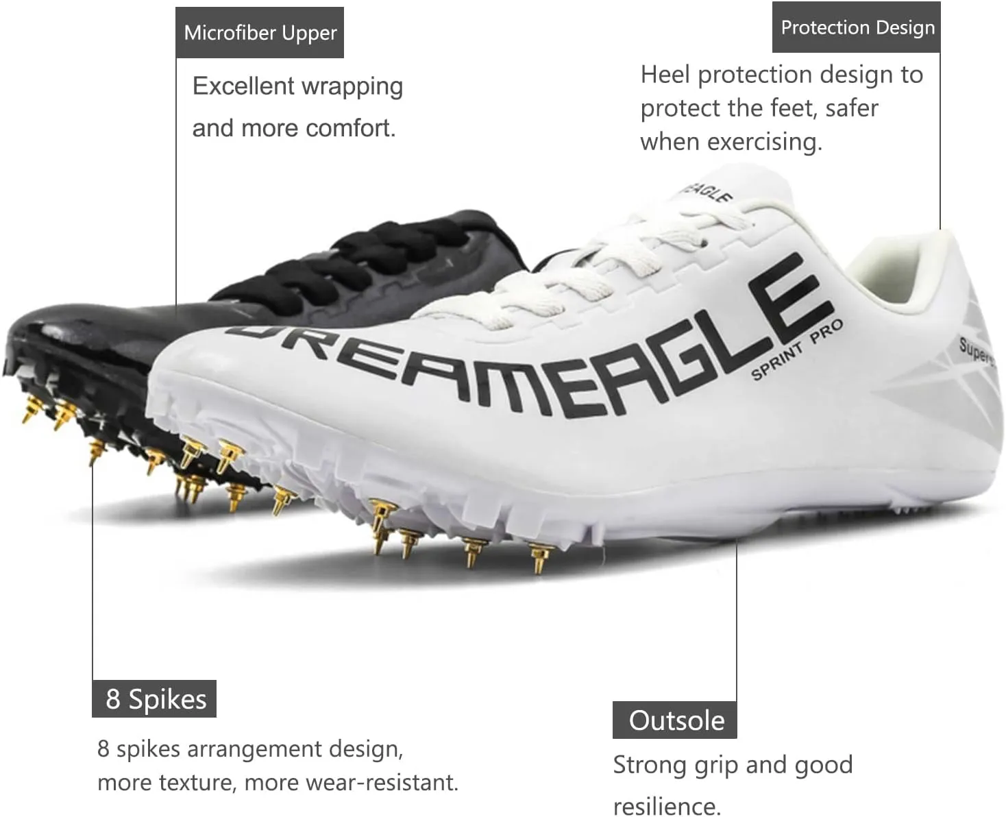 Track Shoes Spikes Mens Womens Mesh Breathable Athletics Sprint Racing Running Nail Sneaker Track and Field Shoes Boys Girls