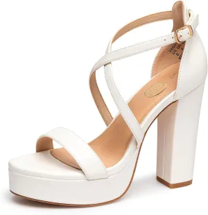 Trary Women's Strappy Platform Chunky High Heels Sandals Fashion Comfortable Open Toe Block Heels for Women Dress Wedding Party Shoes