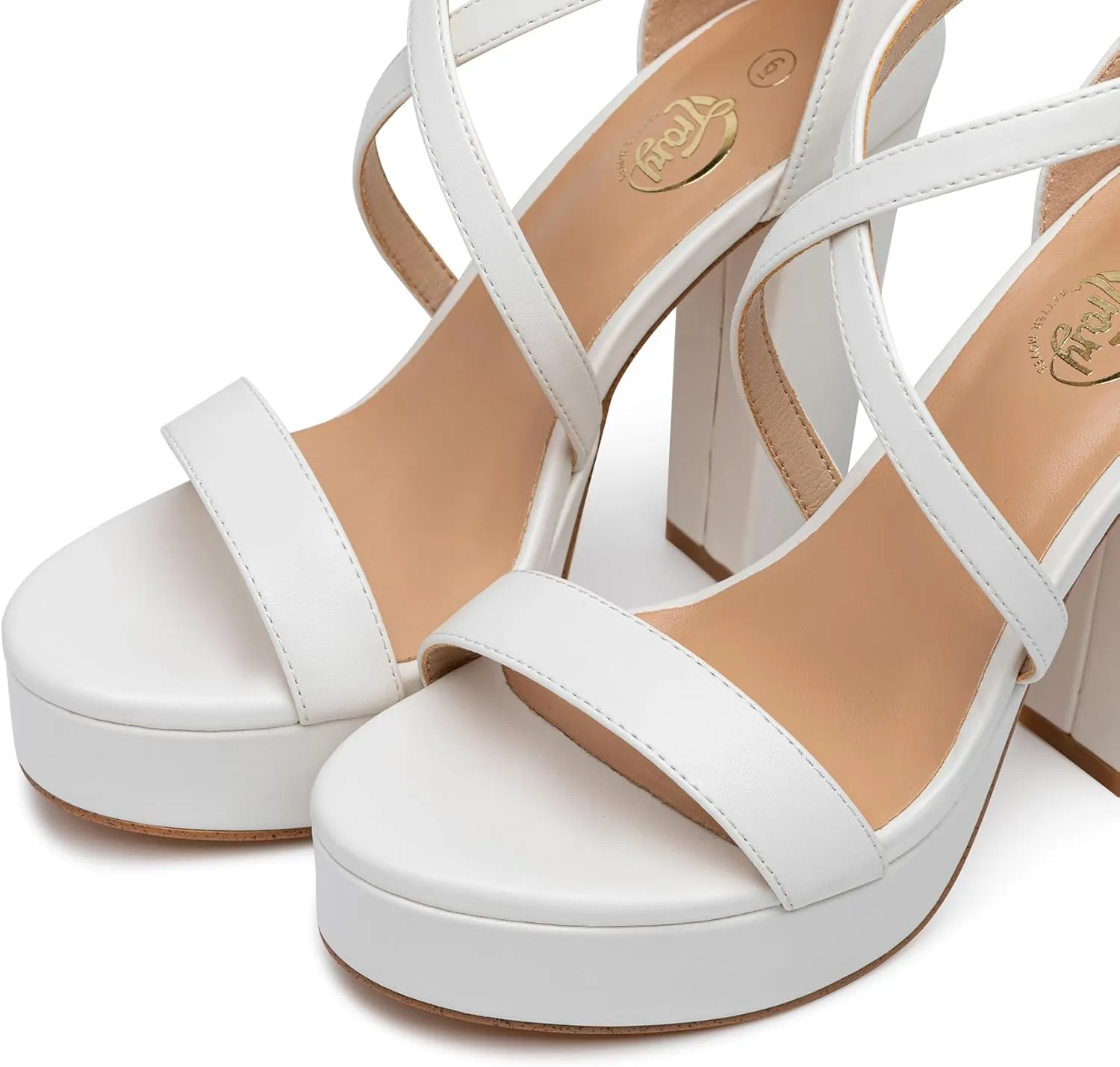 Trary Women's Strappy Platform Chunky High Heels Sandals Fashion Comfortable Open Toe Block Heels for Women Dress Wedding Party Shoes