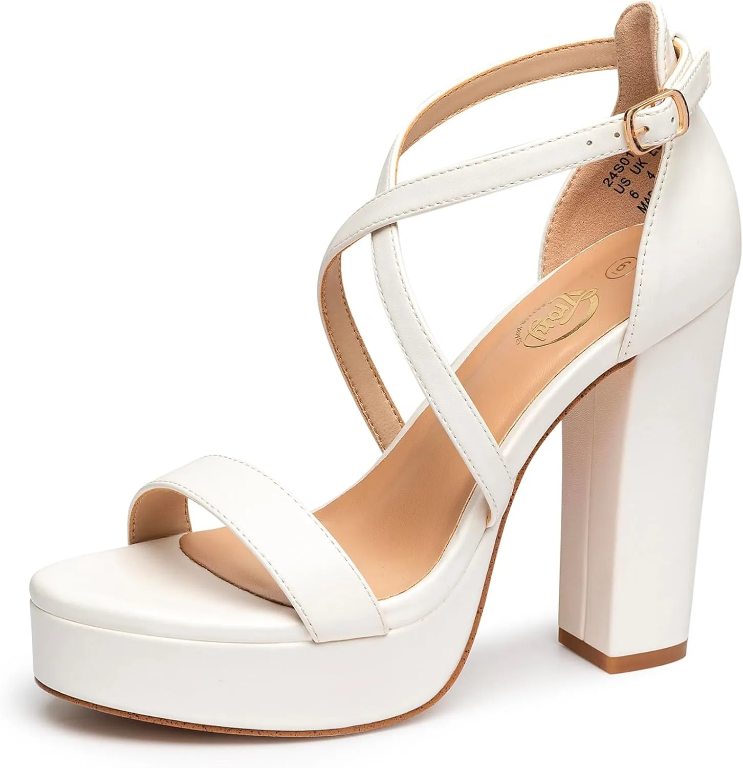 Trary Women's Strappy Platform Chunky High Heels Sandals Fashion Comfortable Open Toe Block Heels for Women Dress Wedding Party Shoes