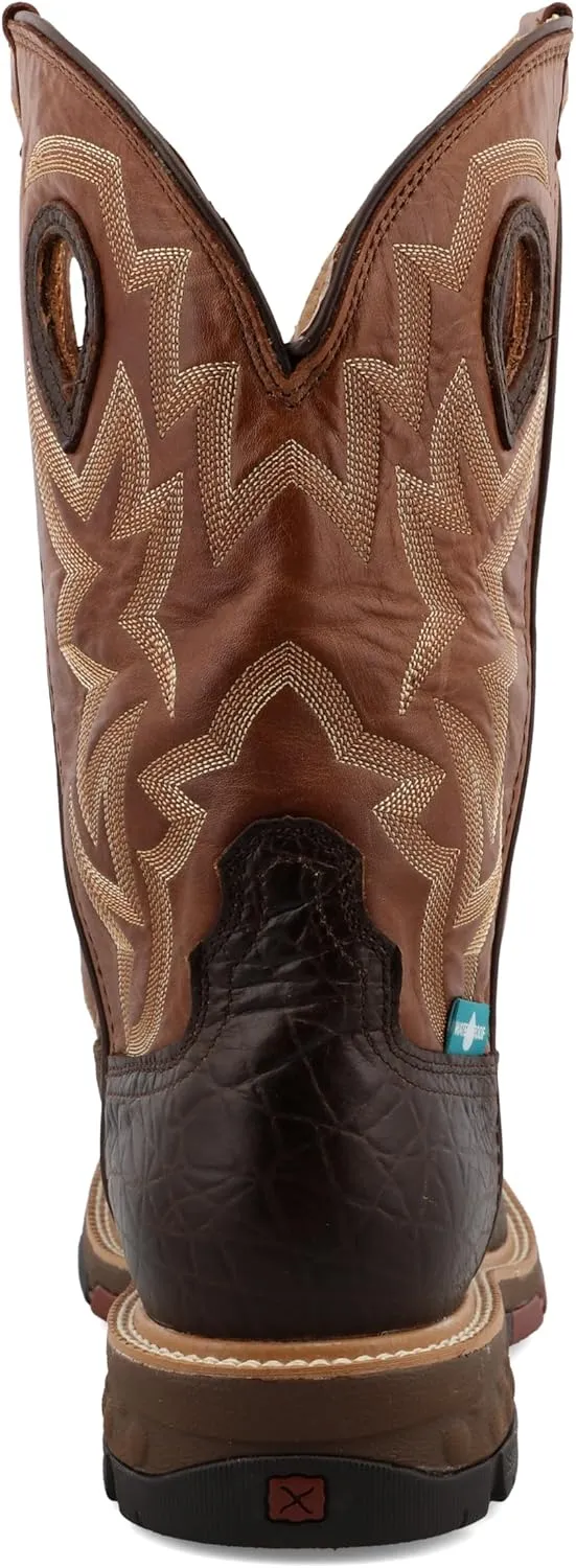Twisted X Men's 12" Western Work Boot, Square Toe Alloy Toe with CellStretch