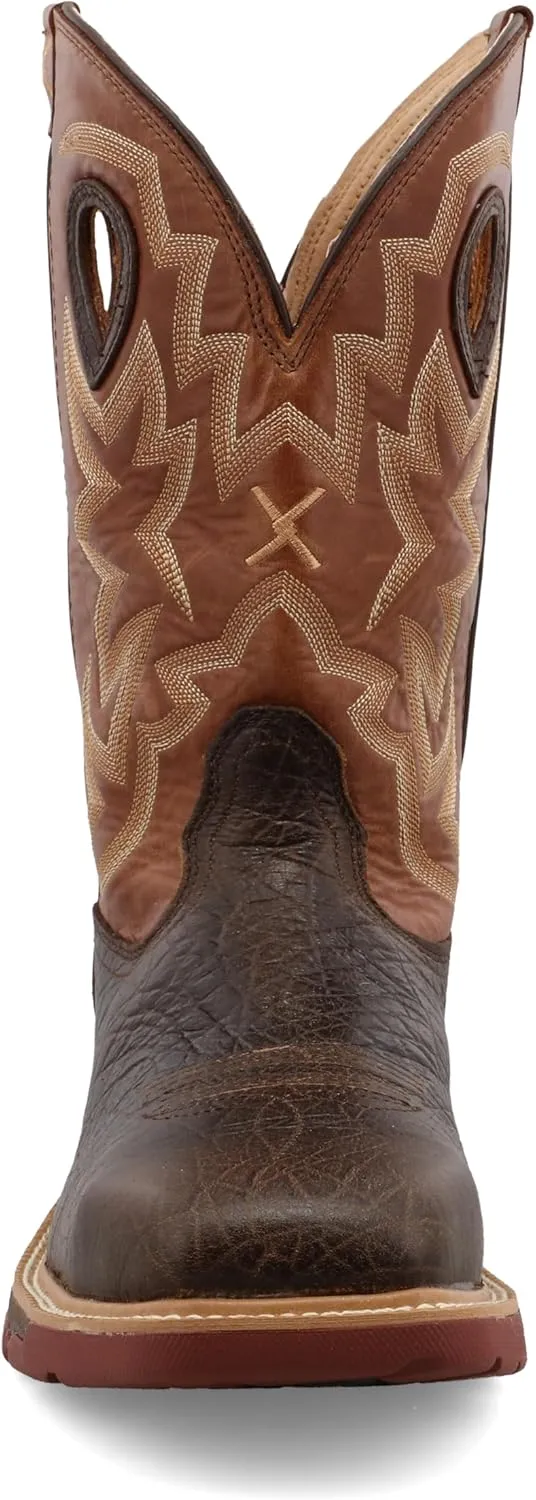 Twisted X Men's 12" Western Work Boot, Square Toe Alloy Toe with CellStretch
