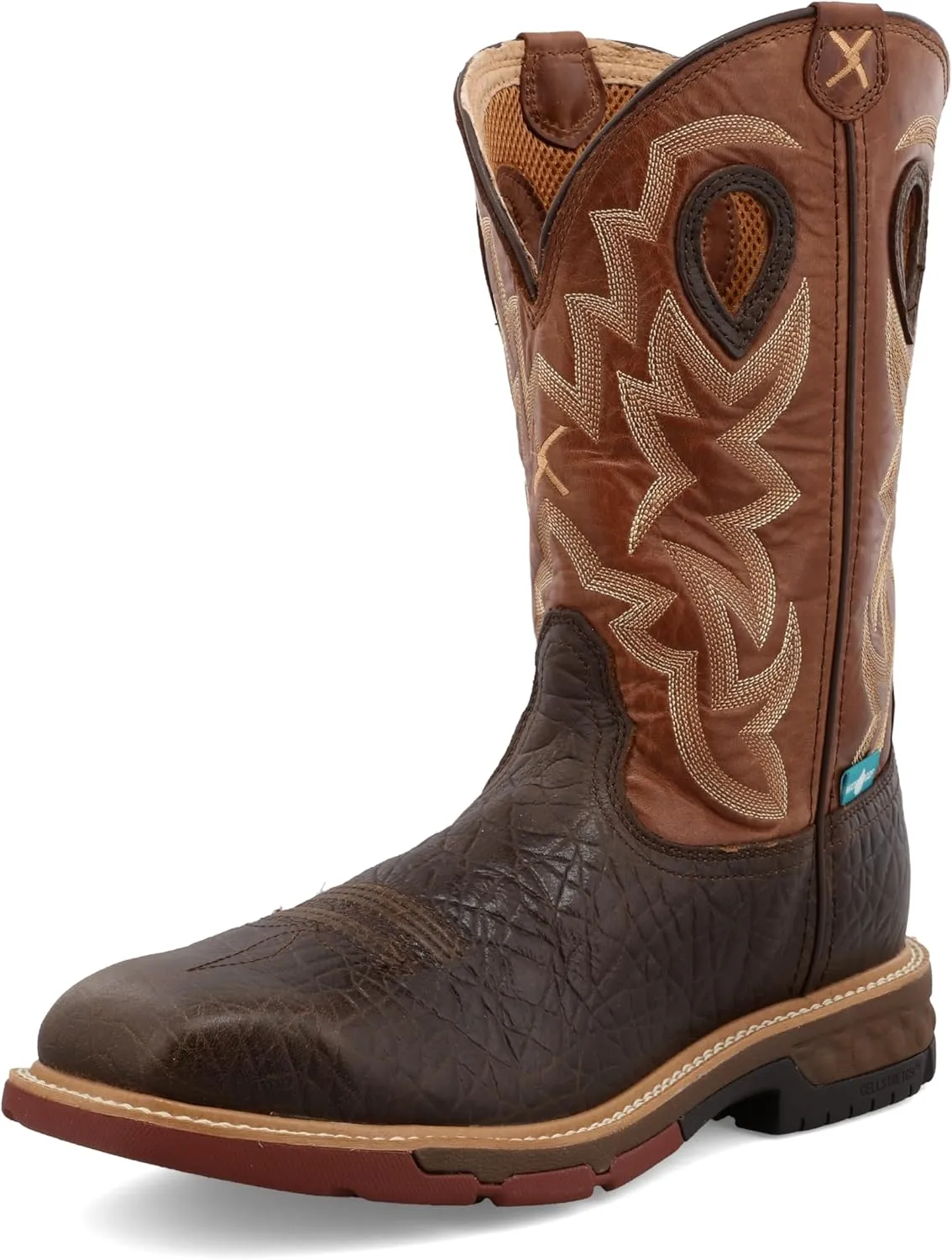 Twisted X Men's 12" Western Work Boot, Square Toe Alloy Toe with CellStretch