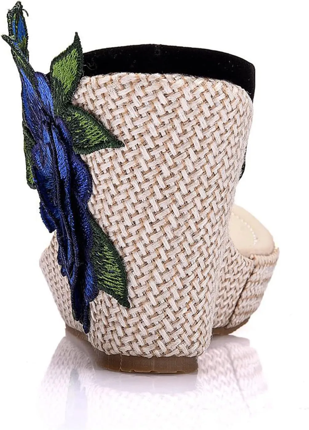 UGOSELEC Women Y2K Flower Platform Wedge Flip Flops,Bohemian Embroidered Flower Arch Support Heeled Flip Flops Beach Sandals Wedge Sandals