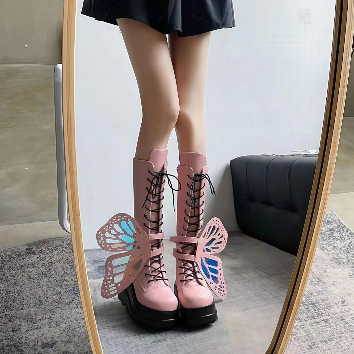 Ulalaza Women Mary Jane Dress Pumps Lolita Shoes Cute Platform Gothic Double Ankle Strap Round Toe Chunky Heel Uniform Pumps Shoes Perfect for School Party Business Work Dance Date Night Club